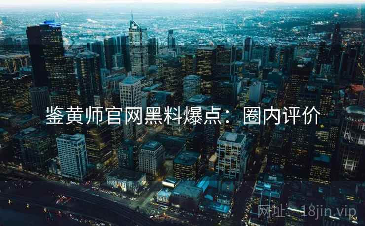 鉴黄师官网黑料爆点：圈内评价
